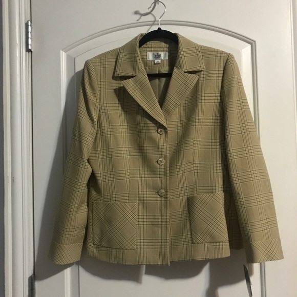 Vintage Plaid Beige Blazer | Le Suit | NWT - Picture 3 of 5